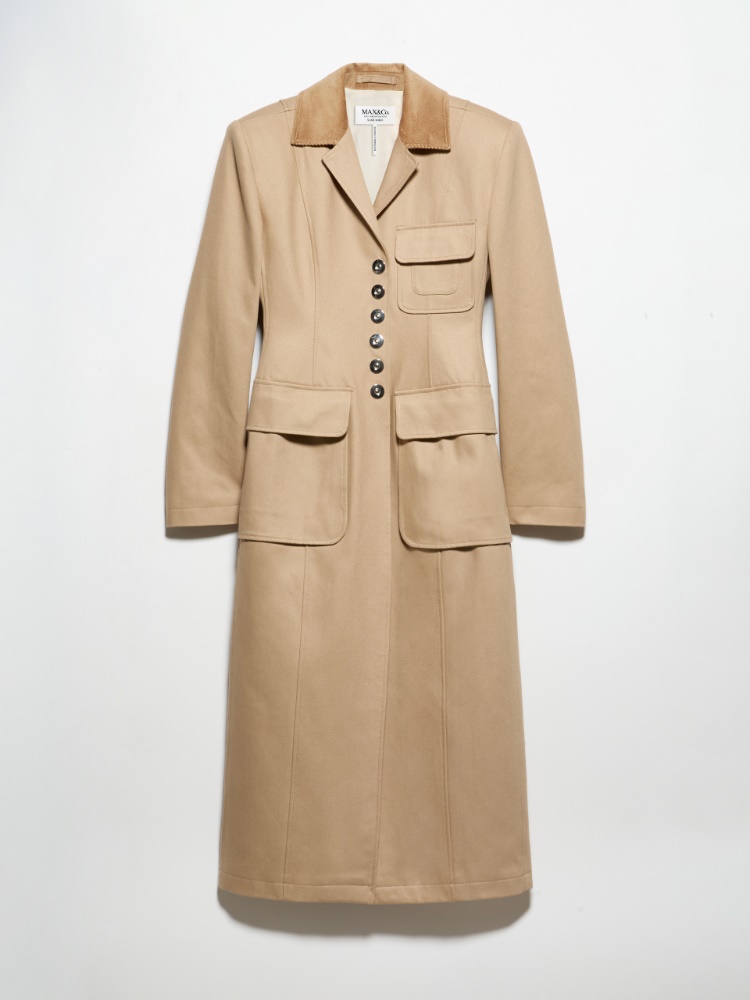 Knit bodysuit Sami Miró &Co.llaboration, white | MAX&Co. Cotton drill coat Sami Miró &Co.llaboration - OLIVE - MAX&Co.